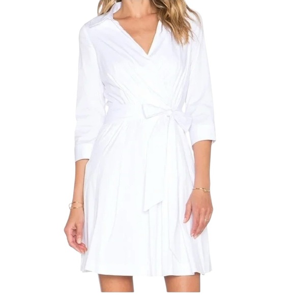 MILLY NEW Pleated Wrap Dress in White NO BELT - Picture 1 of 8